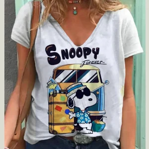 Snoopy-3D-Print-V-Neck-Short