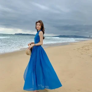 Blue-Beach-Chiffon-Sleeveless